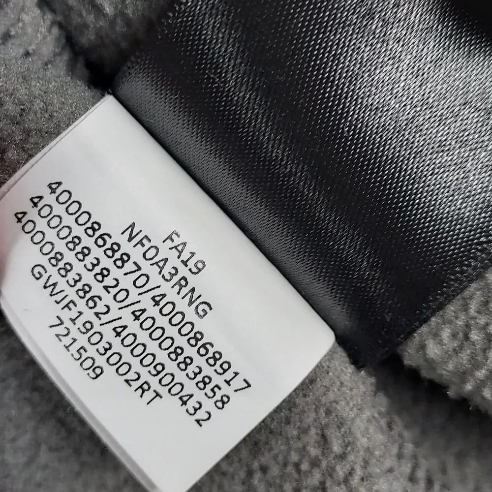 The North Face Mens Large Full Zip Hooded Fleece Jacket Gray Black Camo Logo
